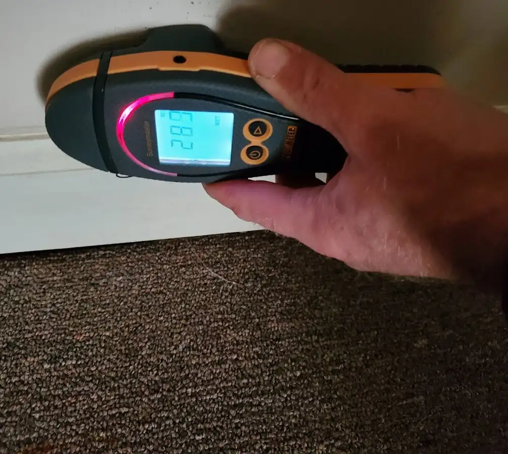 Moisture detection at baseboard during Sewage Cleanup & Sanitation in Redan